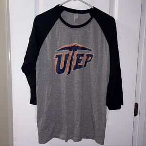 NWOT Men’s UTEP Jerzees Grey 3/4 Sleeves T-Shirt Size: L
